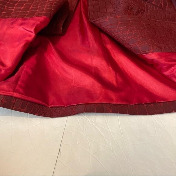Anthropologie 3 Sisters Maroon & Red Alligator Embossed Print Jacket NWOT Size M - Picture 9 of 13